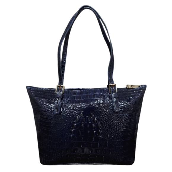 Brahmin Melbourne Asher Croc Embossed Zip Leather Shoulder Tote EUC - Picture 4 of 13